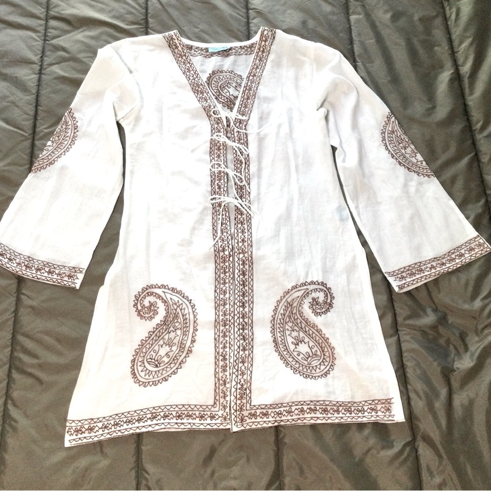 Letarte White and Brown Swim Coverup